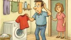 Vic: Muž pere majicu, pita za program